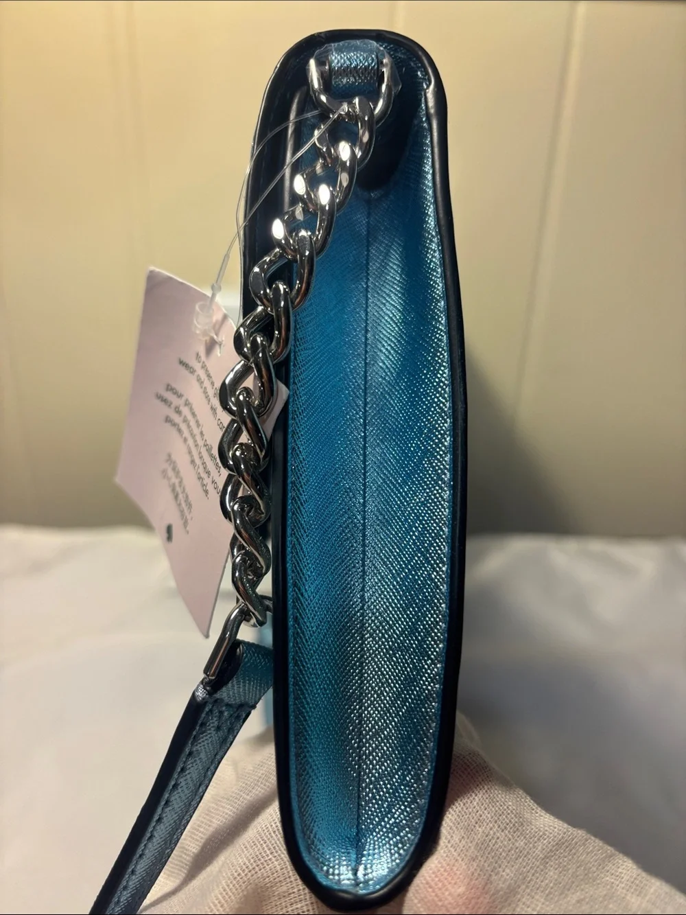 NWT Kate Spade Tinsel Flap Crossbody in Frosty Sky Blue – Incl Factory Packing!